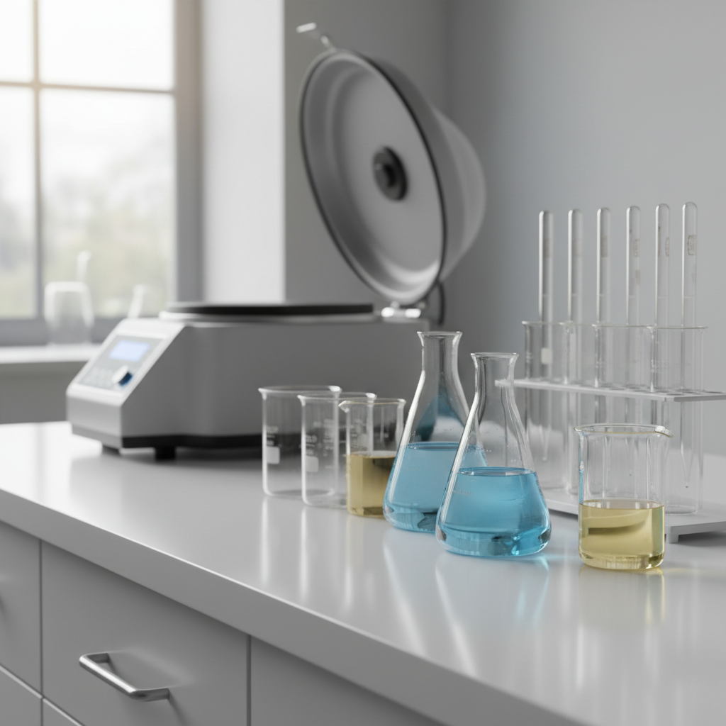A modern research facility featuring high-quality laboratory supplies Durban on clean white workstations.
