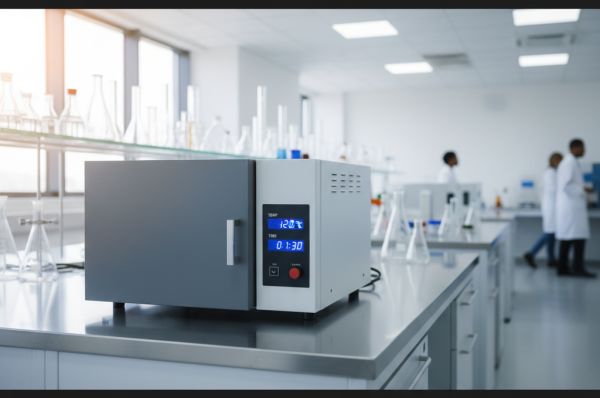 A sophisticated industrial heating unit from a range of laboratory muffle furnaces for sale in a clean research facility.