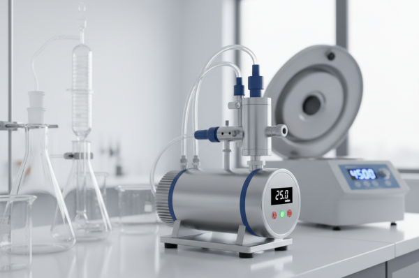 High-performance laboratory vacuum pumps Johannesburg on a clean industrial research workbench.